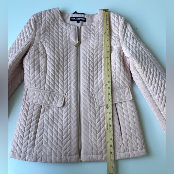 Karl Lagerfeld Paris Pink Quilted Lined Zip Front Jacket Coat Women’s Small - Picture 6 of 7